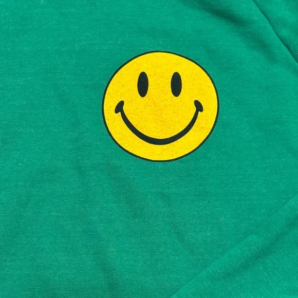 Aviator Nation Green Smiley Face Sweatshirt Large EUC - Picture 2 of 4